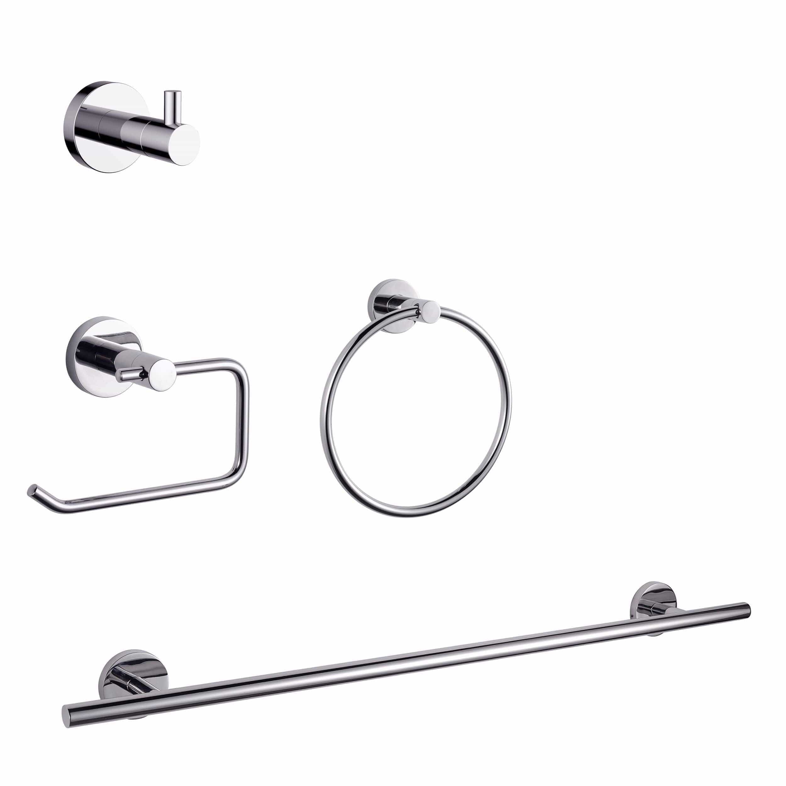 Lexora Bathroom Accessory Set Chrome Bagno Nera Stainless Steel 5 Piece Bathroom Accessory Set