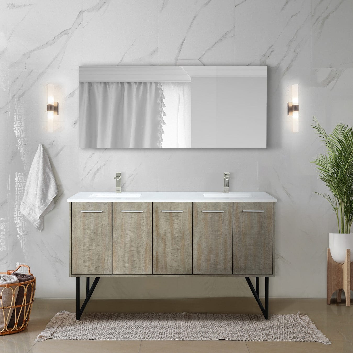 Lexora Bathroom Vanity Rustic Acacia / Cultured Marble / 60