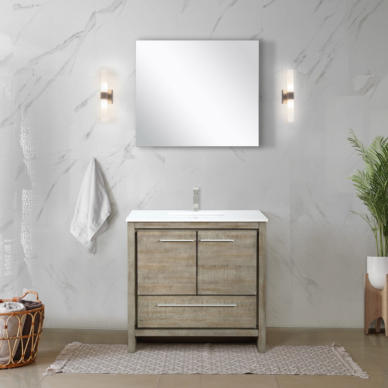 Lexora Bathroom Vanity Rustic Acacia / White Quartz / 36