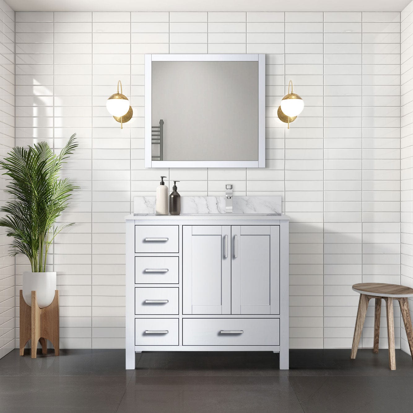 Lexora Bathroom Vanity White / Carrara Marble / 36