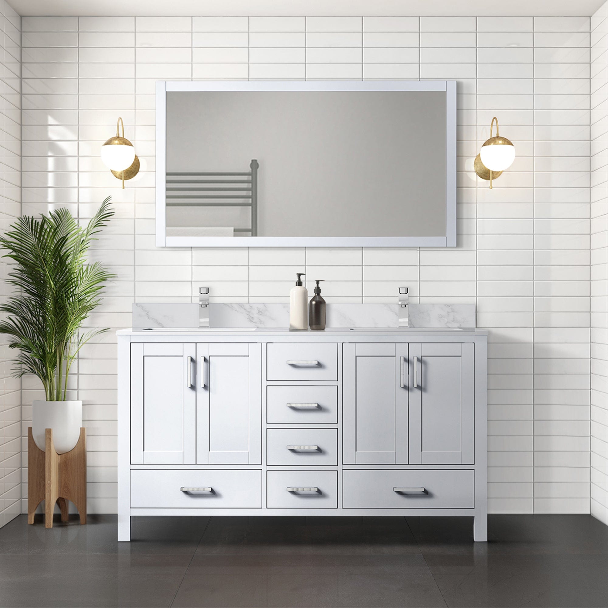 Lexora Bathroom Vanity White / Carrara Marble / 60