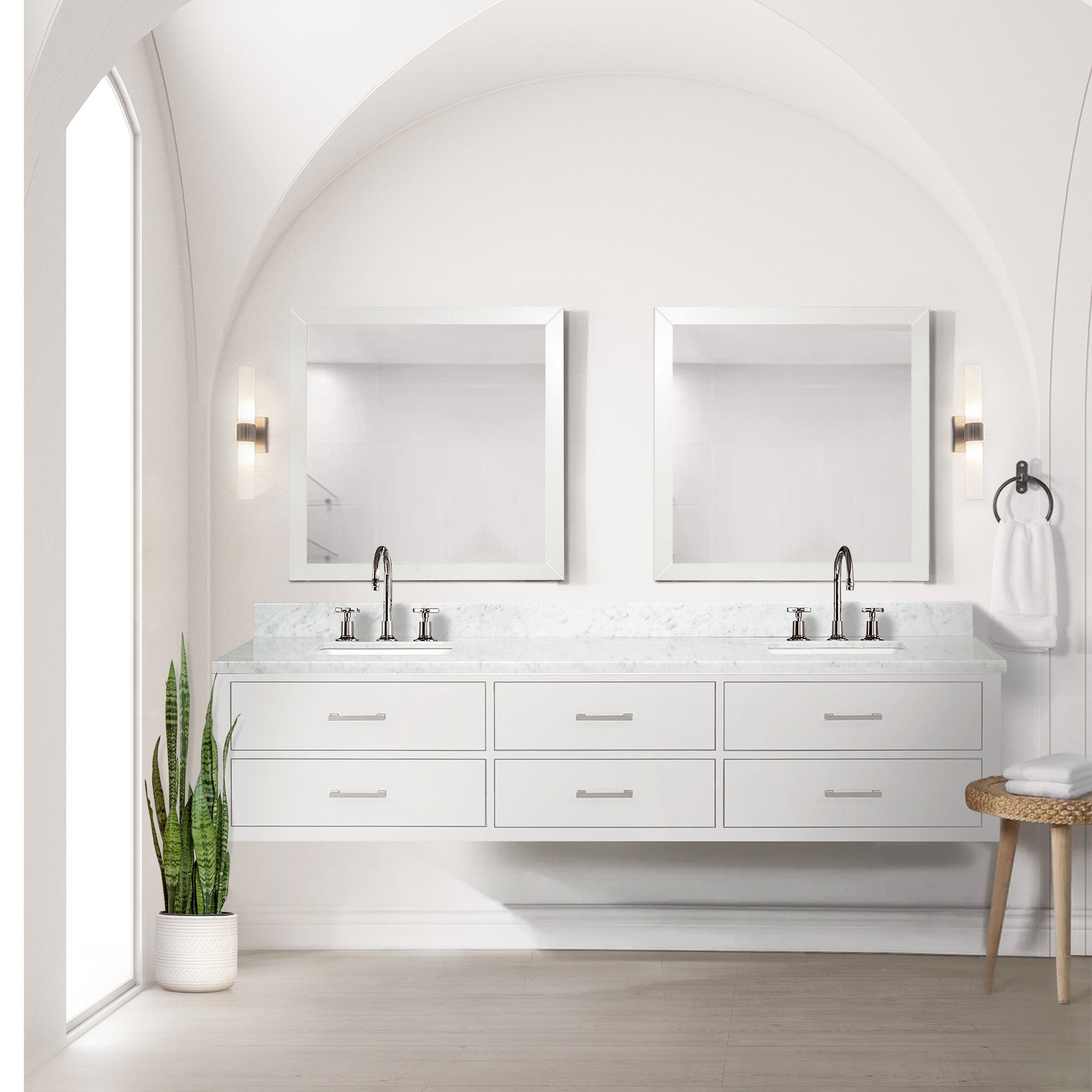 Lexora Bathroom Vanity White / Carrara Marble / 84