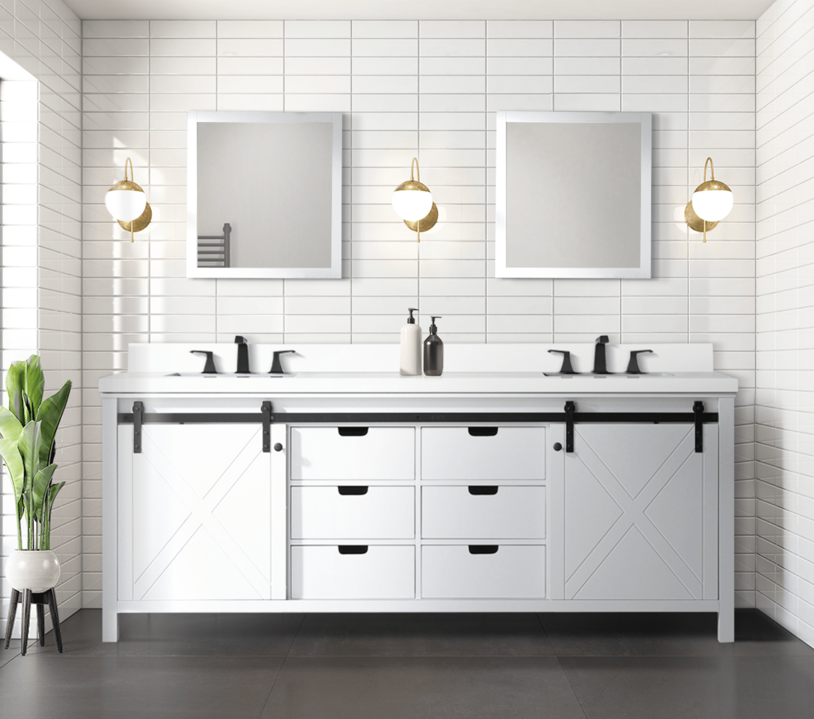 Lexora Bathroom Vanity White / Carrara Marble / 84