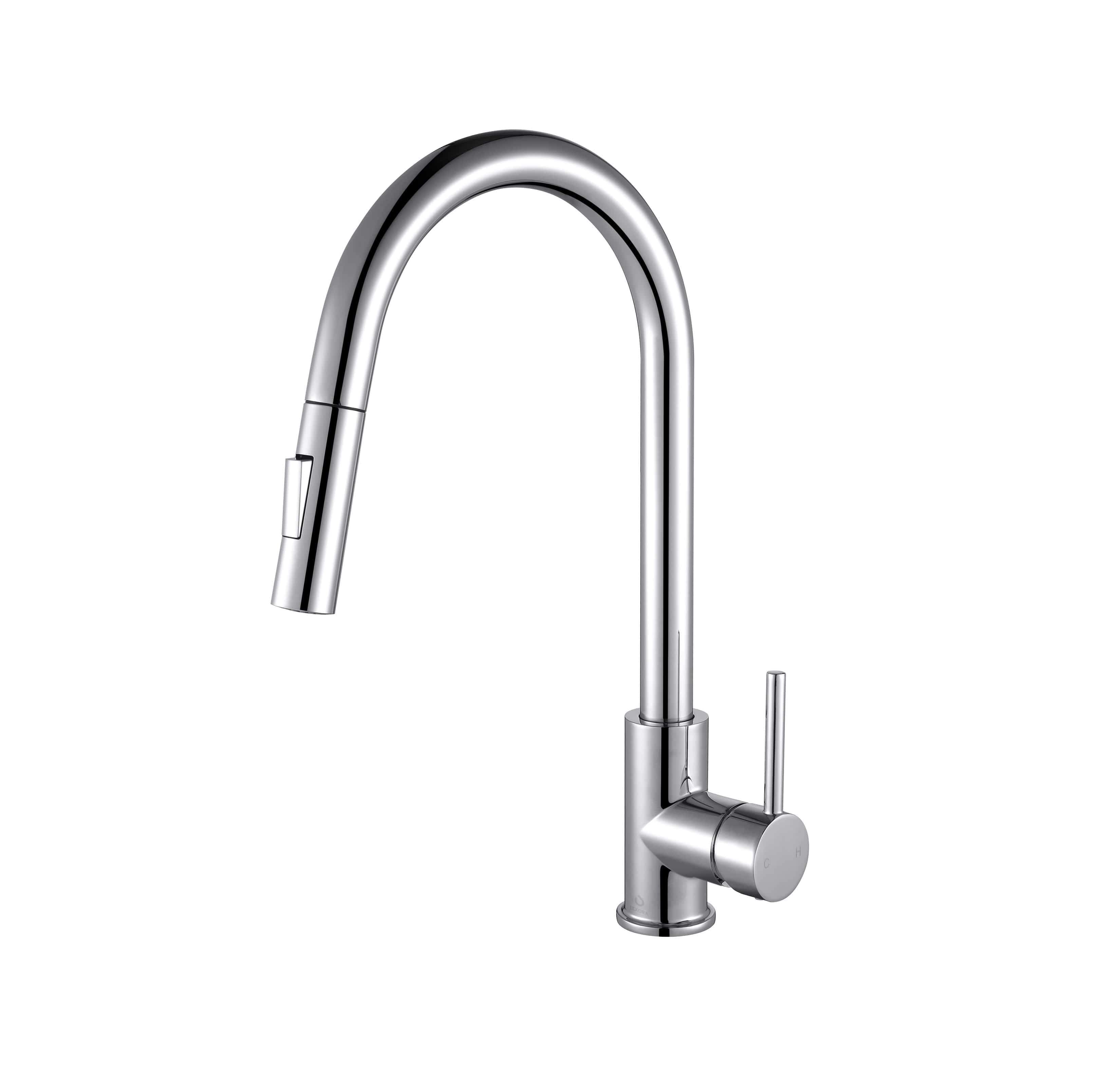 Bell + Modern Faucet Acadia Brass Kitchen Faucet w/ Pull Out Sprayer Chrome